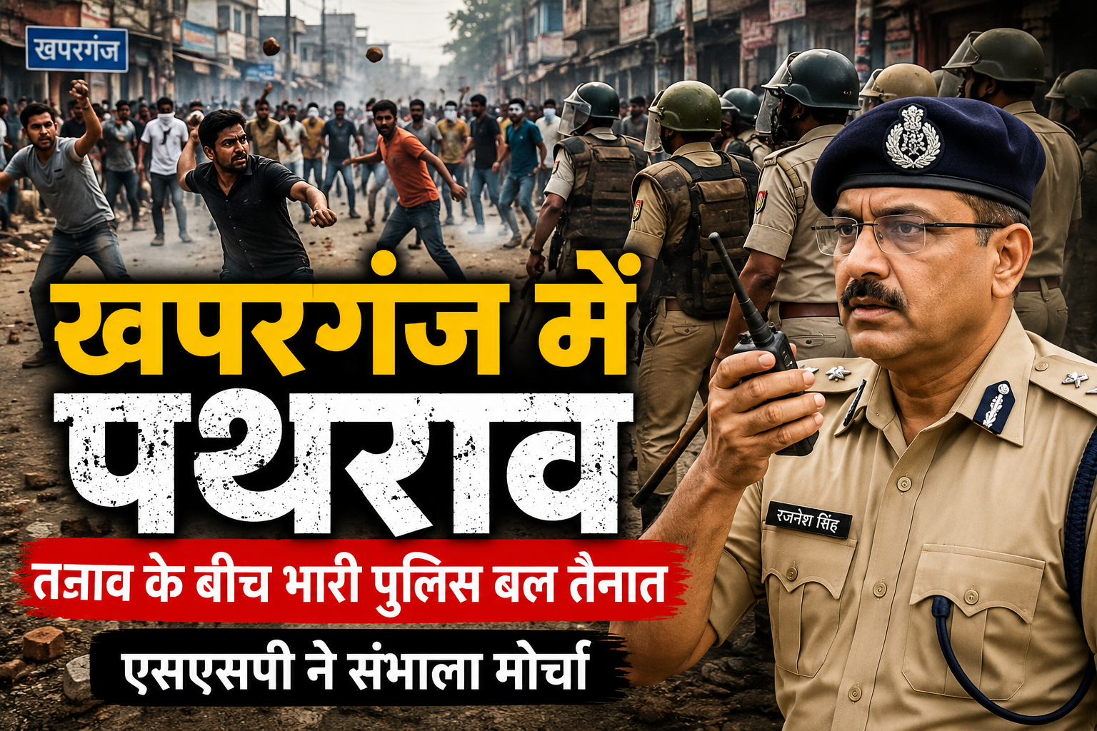 खपरगंज में दो पक्षों में विवाद के बाद पथराव, इलाके में तनाव; भारी पुलिस बल तैनात, एसएसपी ने संभाला मोर्चा