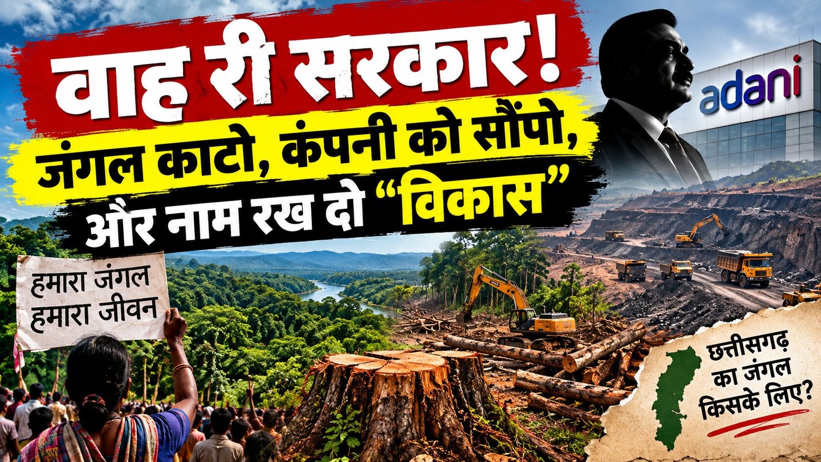 वाह रे सरकार! जंगल काटो, कंपनी को सौंपो, और नाम रख दो “विकास”